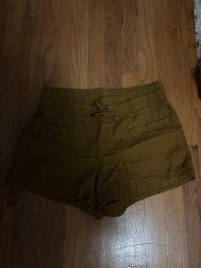 Athleta Olive High-Waist Drawstring Shorts
